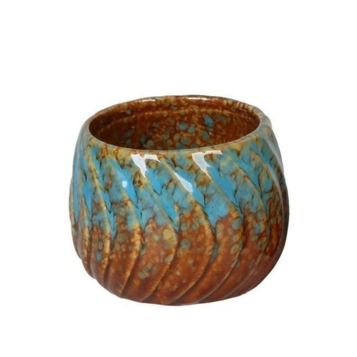 Mini cache-pot Copper Reef cuivré - céramique - pour pot Ø6 cm